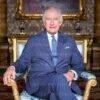 King Charles III photographed in the Blue Drawing Room.