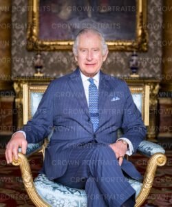 King Charles III photographed in the Blue Drawing Room.