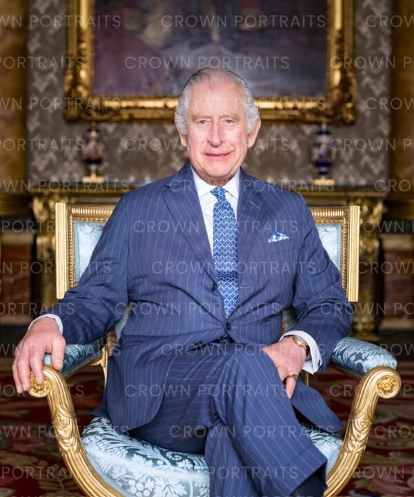 King Charles III photographed in the Blue Drawing Room.