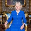 HMQ in the Blue Drawing Room at Buckingham Palace.