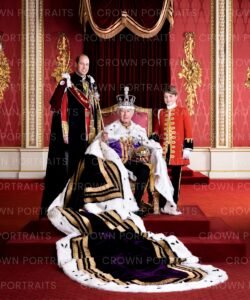 His Majesty The King with his son, HRH The Prince of Wales, and his grandson, HRH Prince George.