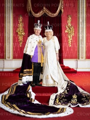 Their Majesties in the Throne Room at Buckingham Palace.