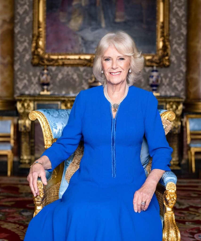 HMQ in the Blue Drawing Room at Buckingham Palace.